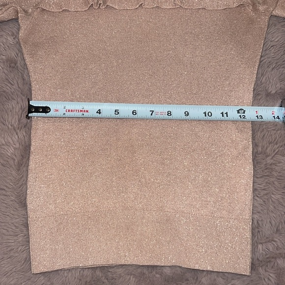 WHBM rose light pink metallic gold silver shimmer longsleeve sweater blouse XXSP - Picture 14 of 15